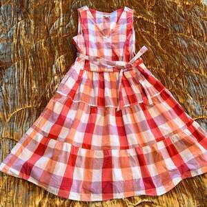 J Crew Plaid Summer Sleeveless Dress V Neck Midi Dress size 8